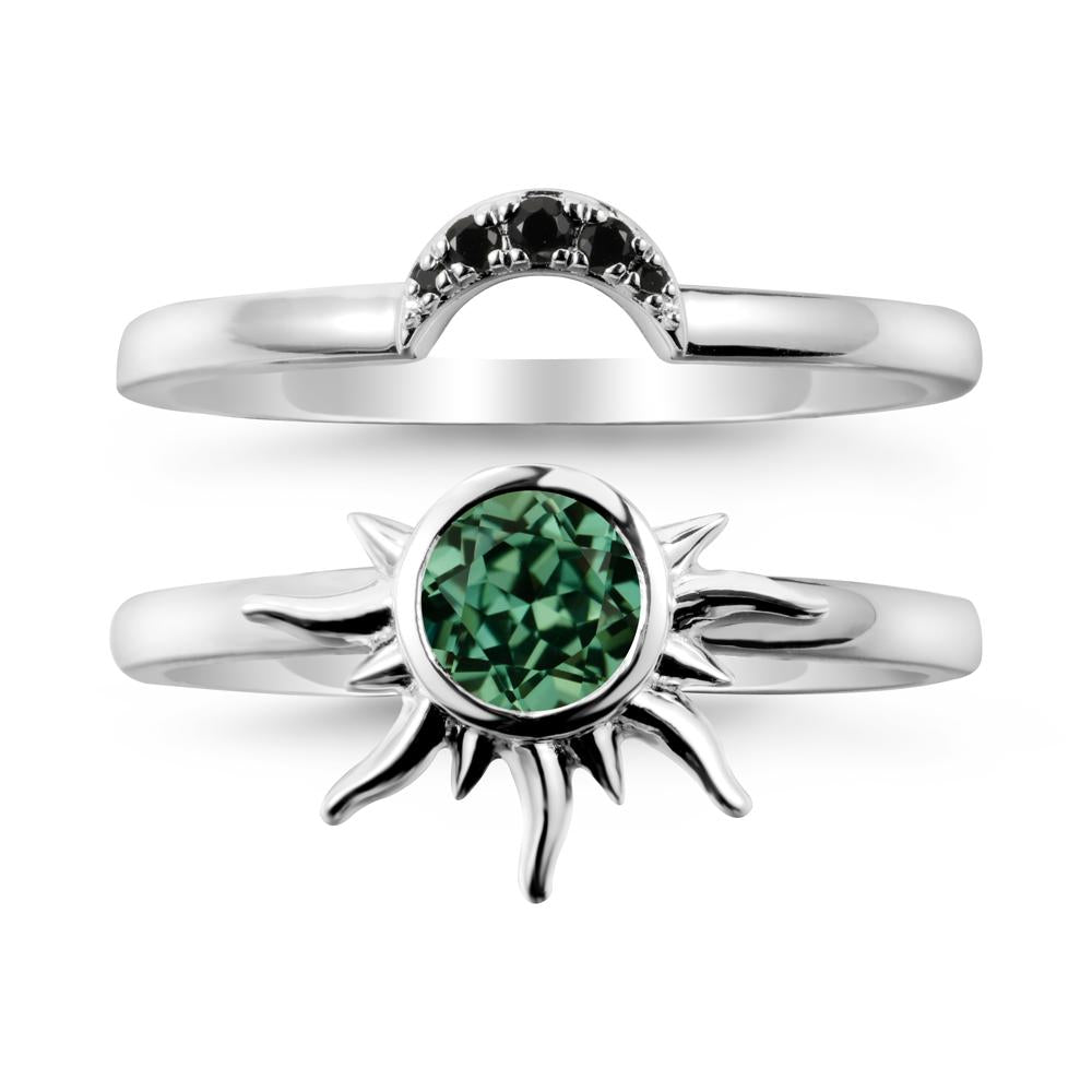 Celestial Green Sapphire Sun Ring Set - LUO Jewelry #metal_xxxxx