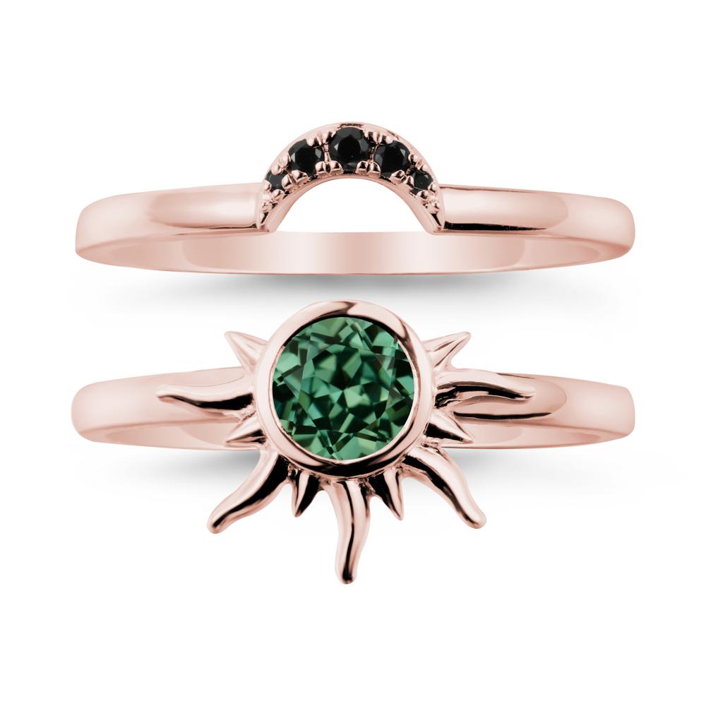 Celestial Green Sapphire Sun Ring Set - LUO Jewelry #metal_xxxxx