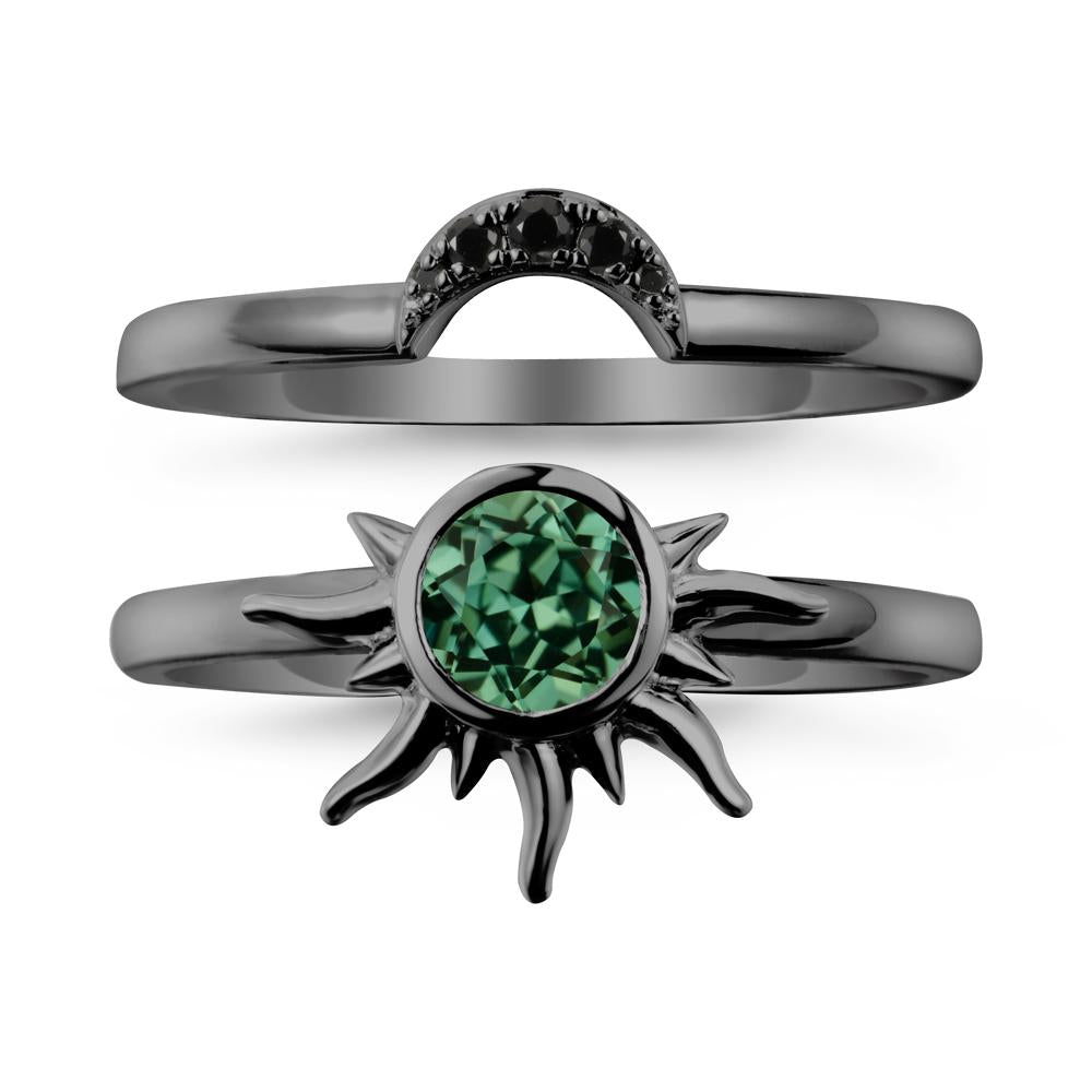 Celestial Green Sapphire Sun Ring Set - LUO Jewelry #metal_xxxxx