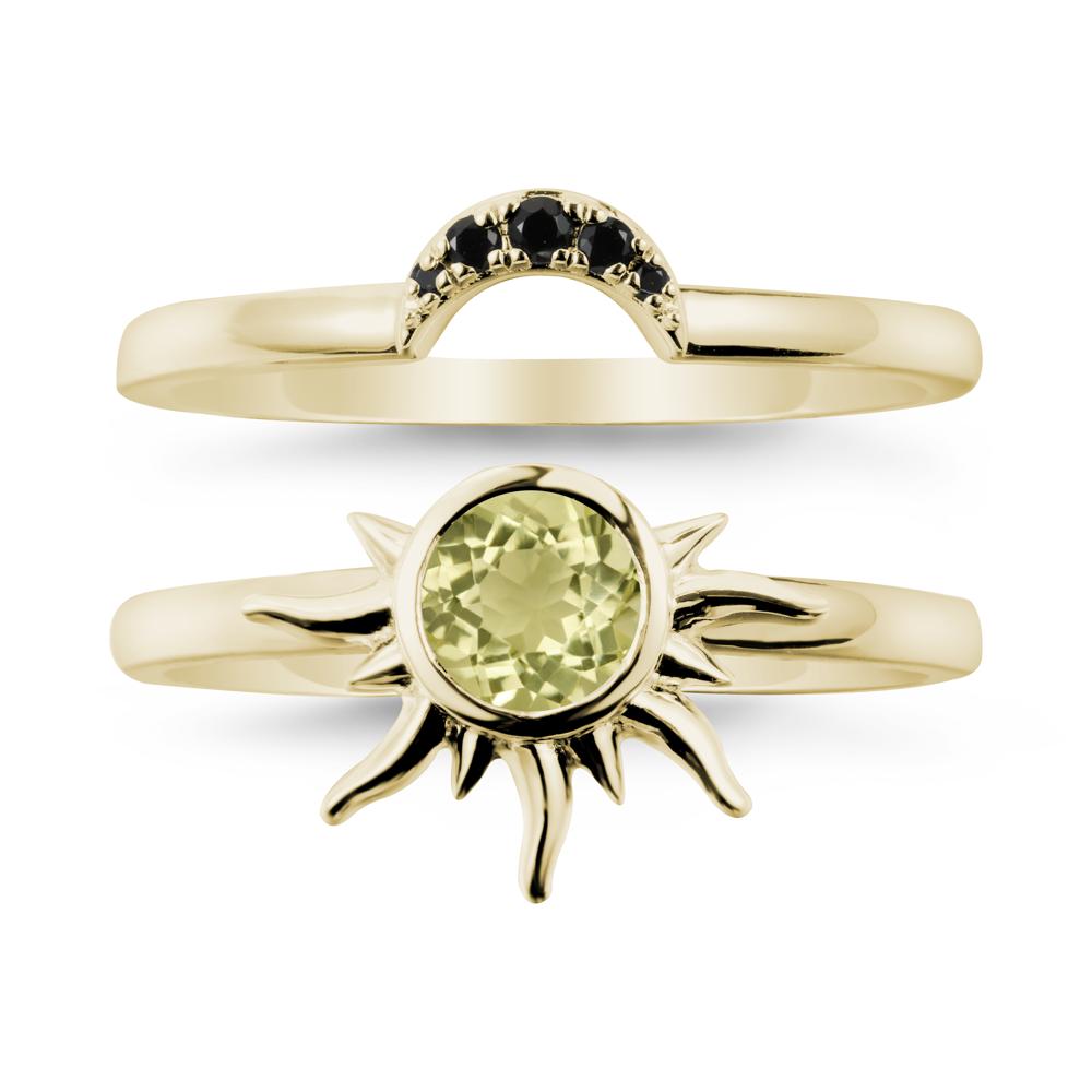 Round Lemon Quartz Sunburst Ring Set - LUO Jewelry #metal_xxxxx
