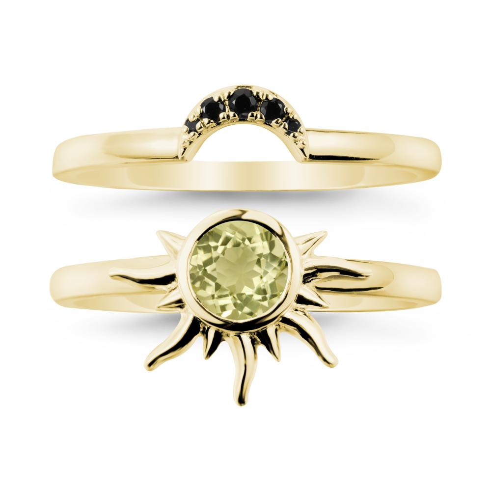 Round Lemon Quartz Sunburst Ring Set - LUO Jewelry #metal_xxxxx