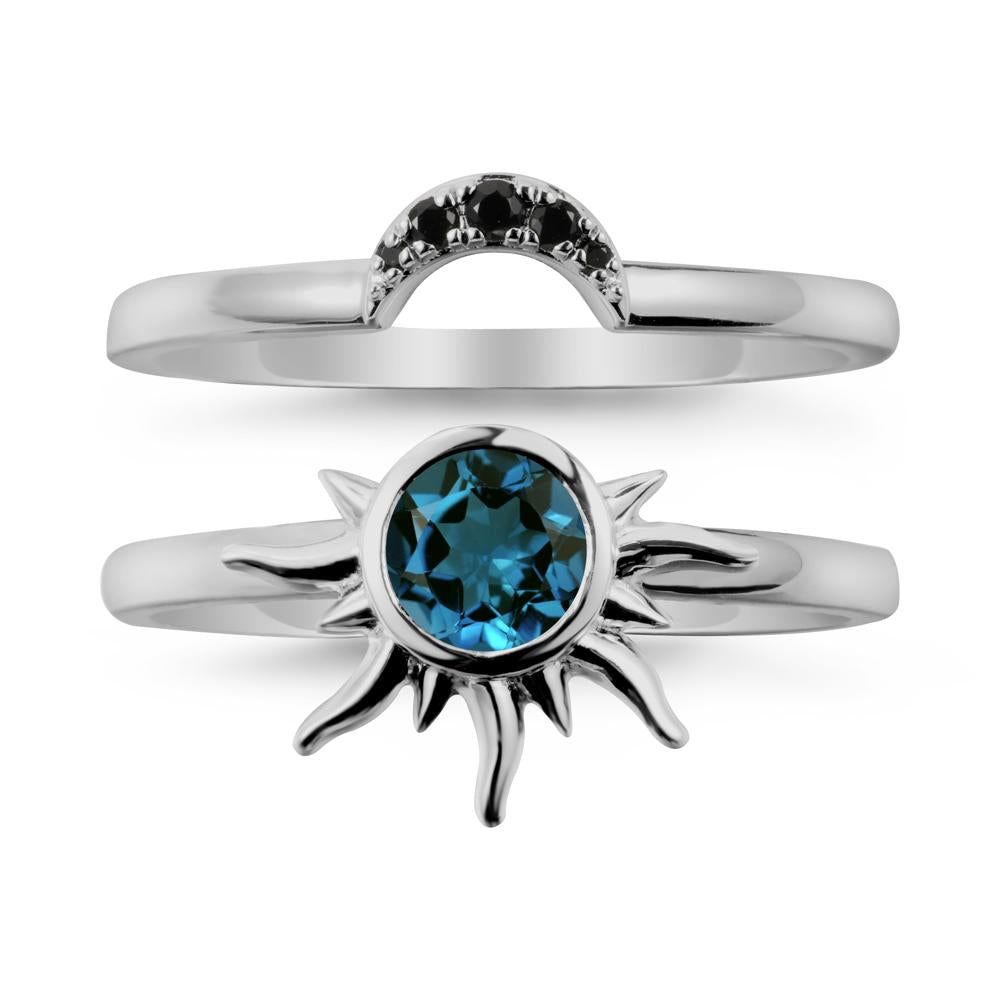 Celestial London Blue Topaz Sun Ring Set - LUO Jewelry #metal_xxxxx
