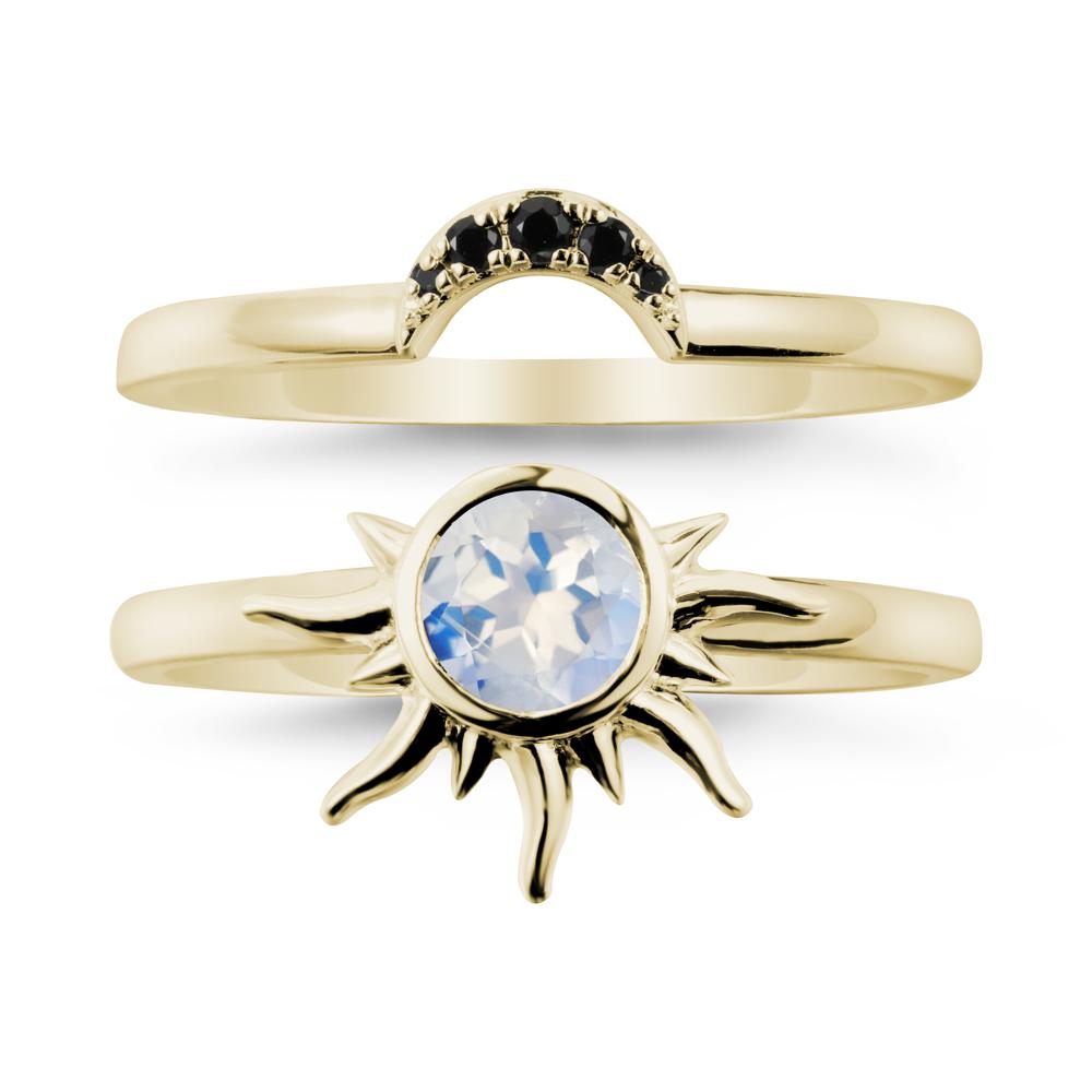 Round Moonstone Sunburst Ring Set - LUO Jewelry #metal_xxxxx