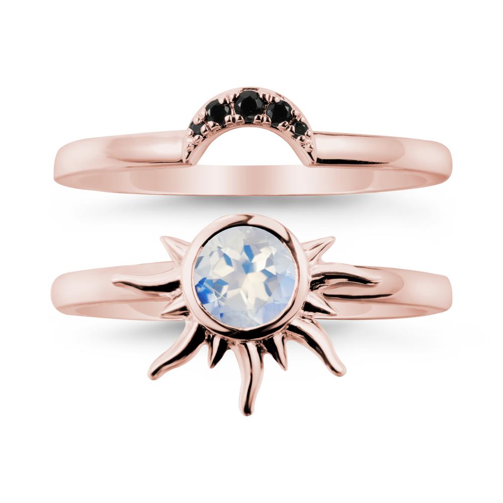 Round Moonstone Sunburst Ring Set - LUO Jewelry #metal_xxxxx