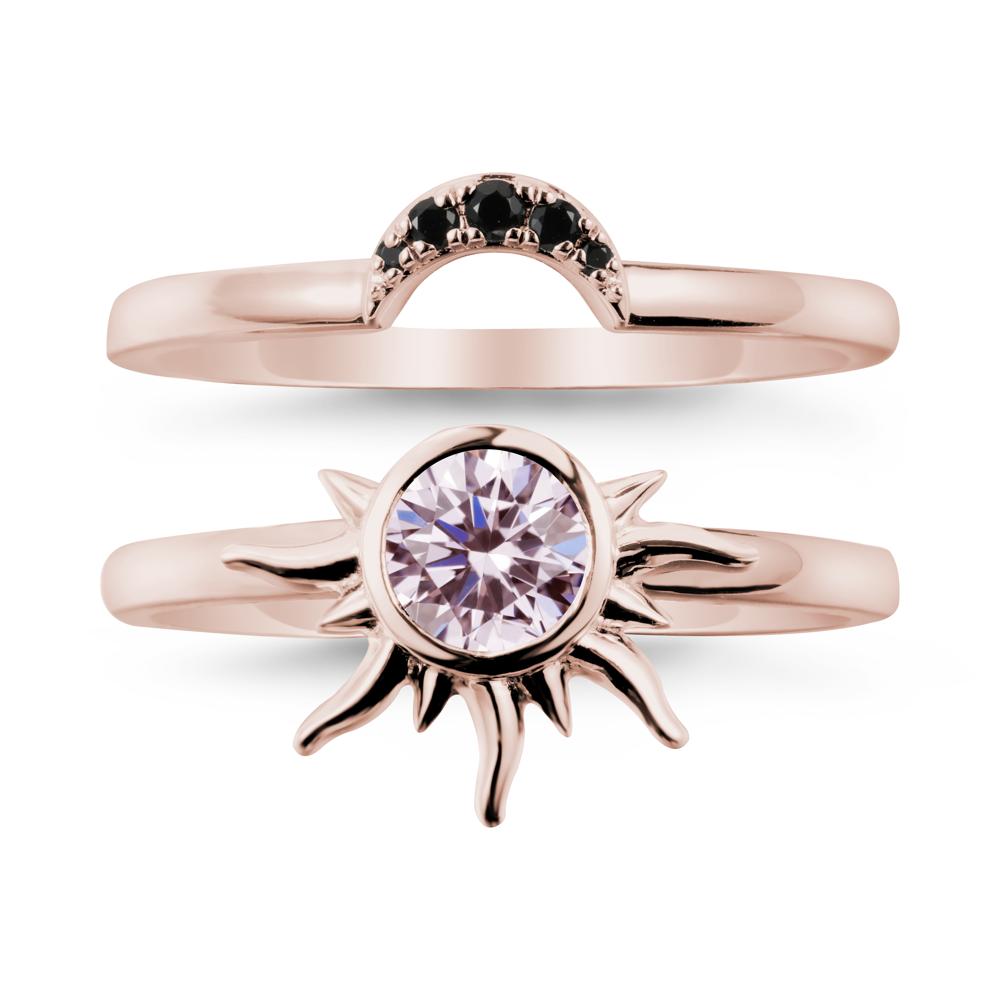Round Pink Cubic Zirconia Sunburst Ring Set - LUO Jewelry #metal_xxxxx