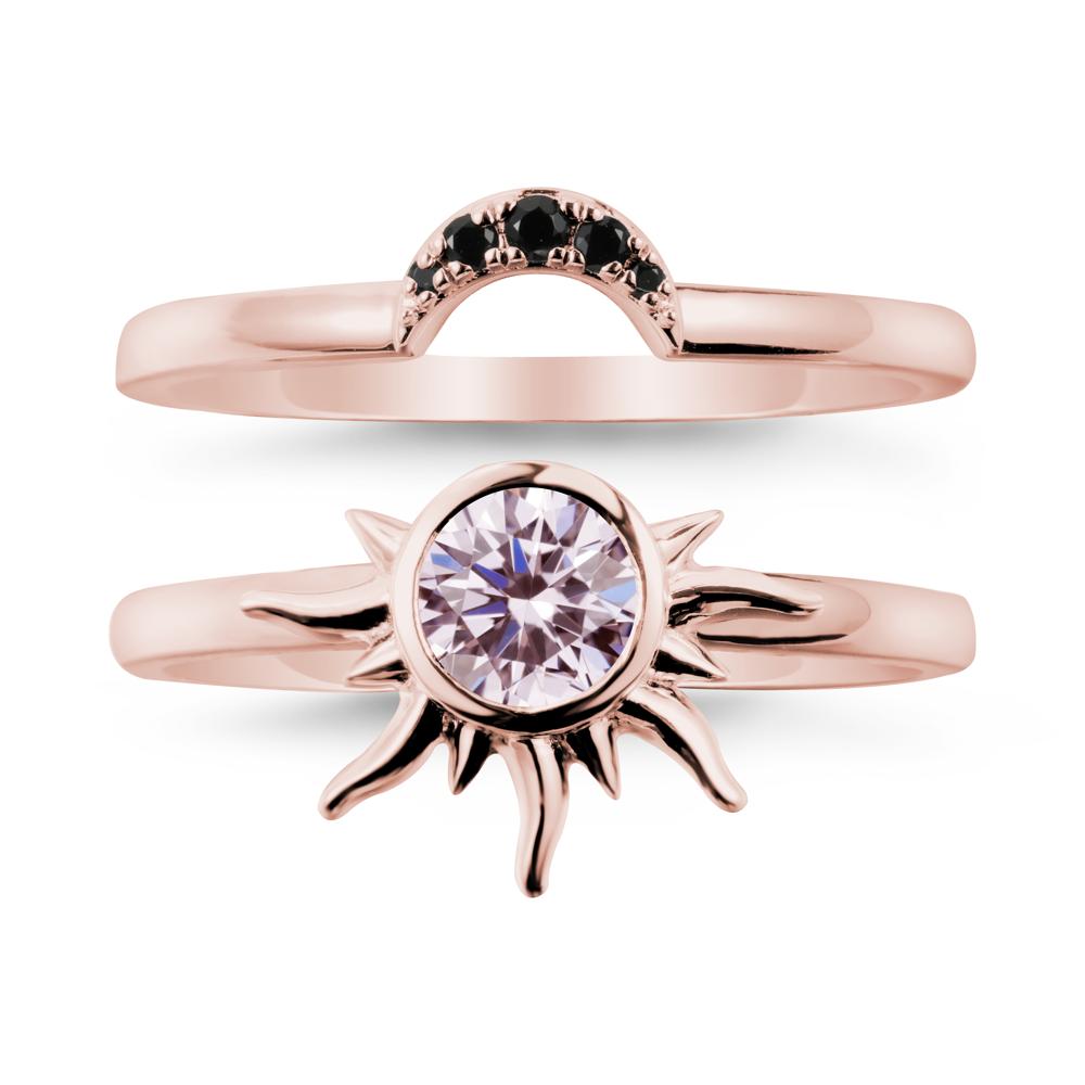 Round Pink Cubic Zirconia Sunburst Ring Set - LUO Jewelry #metal_xxxxx