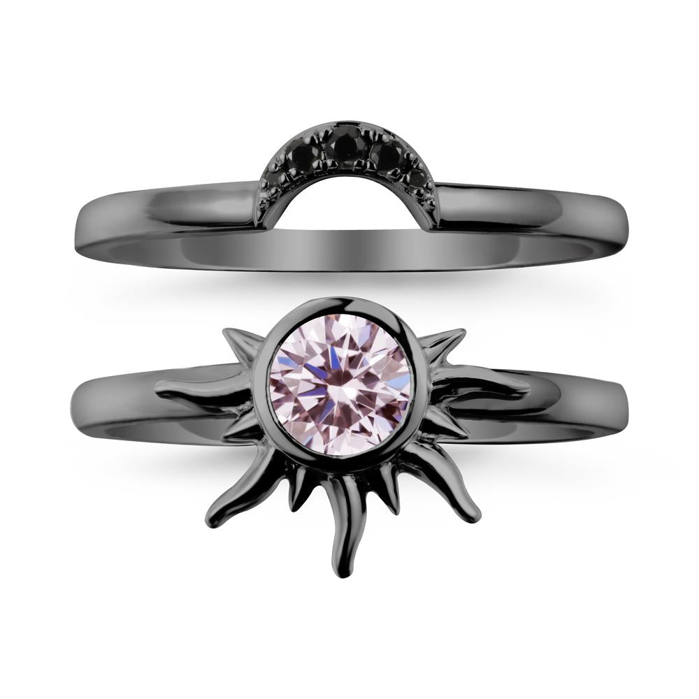 Round Pink Cubic Zirconia Sunburst Ring Set - LUO Jewelry #metal_xxxxx