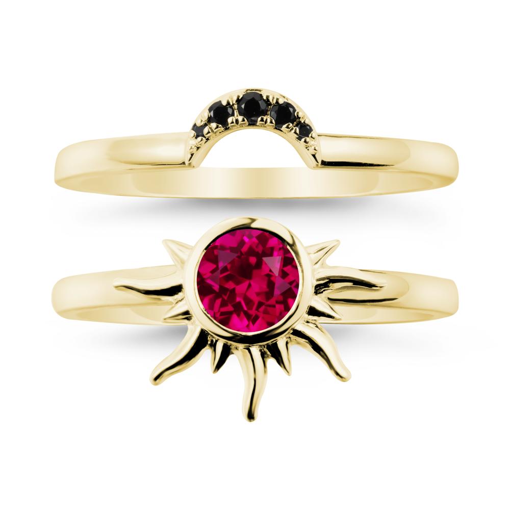 Round Ruby Sunburst Ring Set - LUO Jewelry #metal_xxxxx