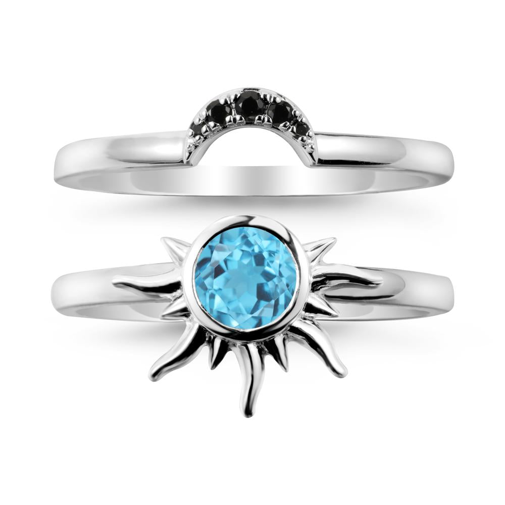 Celestial Swiss Blue Topaz Sun Ring Set - LUO Jewelry #metal_xxxxx