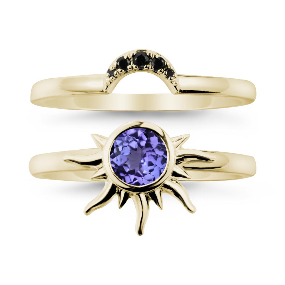 Round Tanzanite Sunburst Ring Set - LUO Jewelry #metal_xxxxx