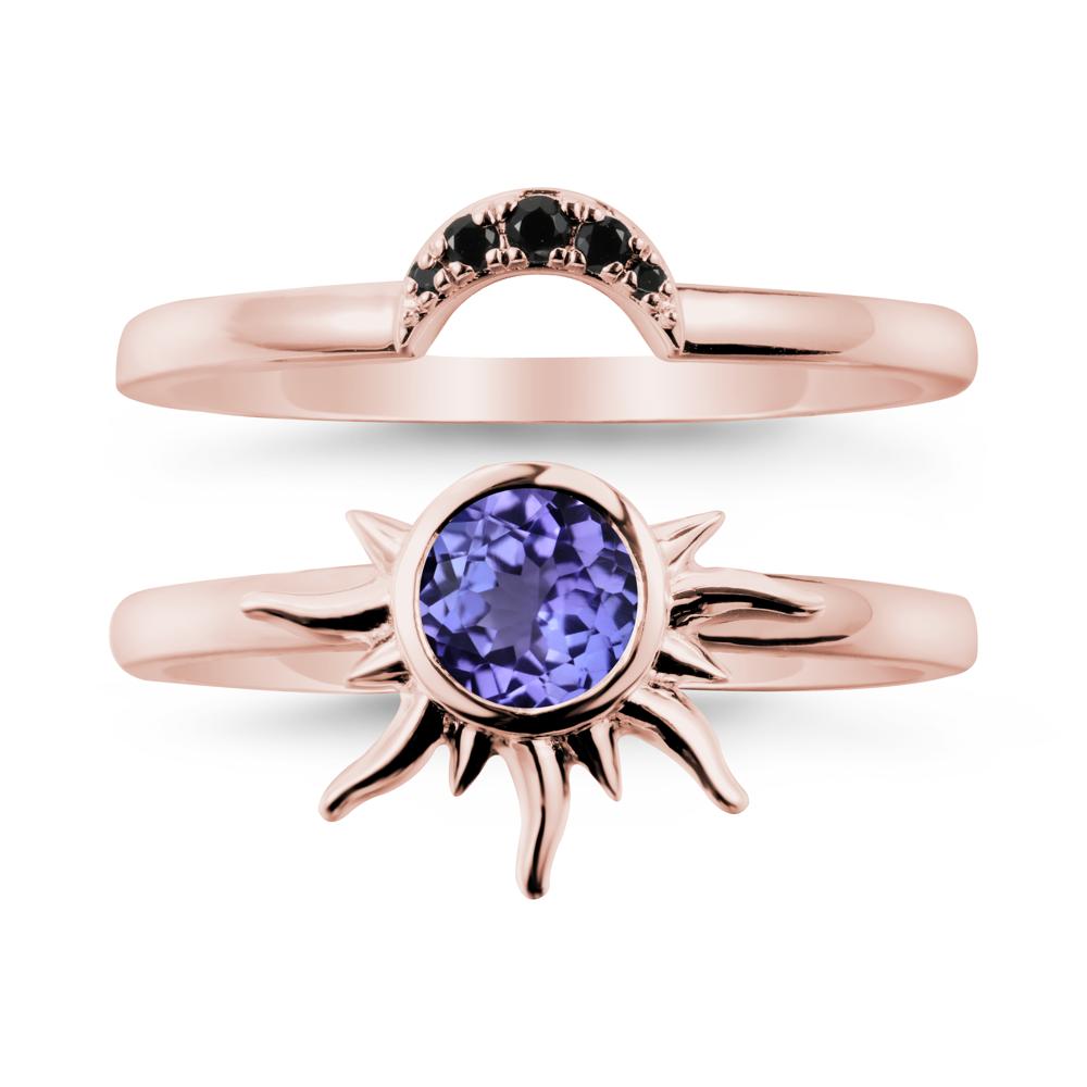 Round Tanzanite Sunburst Ring Set - LUO Jewelry #metal_xxxxx