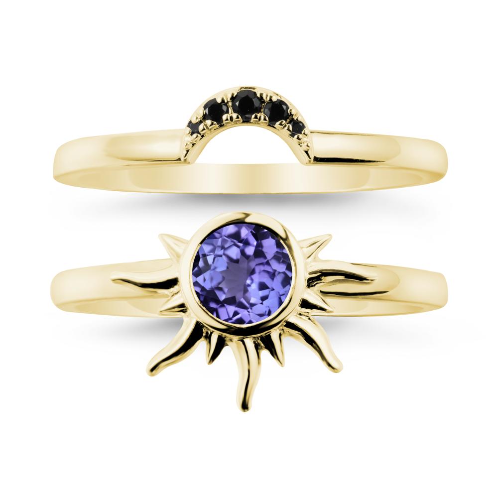 Round Tanzanite Sunburst Ring Set - LUO Jewelry #metal_xxxxx