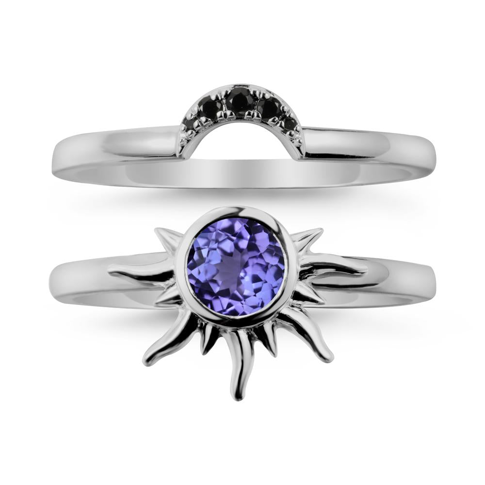 Round Tanzanite Sunburst Ring Set - LUO Jewelry #metal_xxxxx