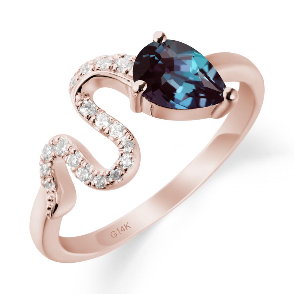 Pear Shaped Alexandrite Serpent Ring - LUO Jewelry #metal_14k rose gold
