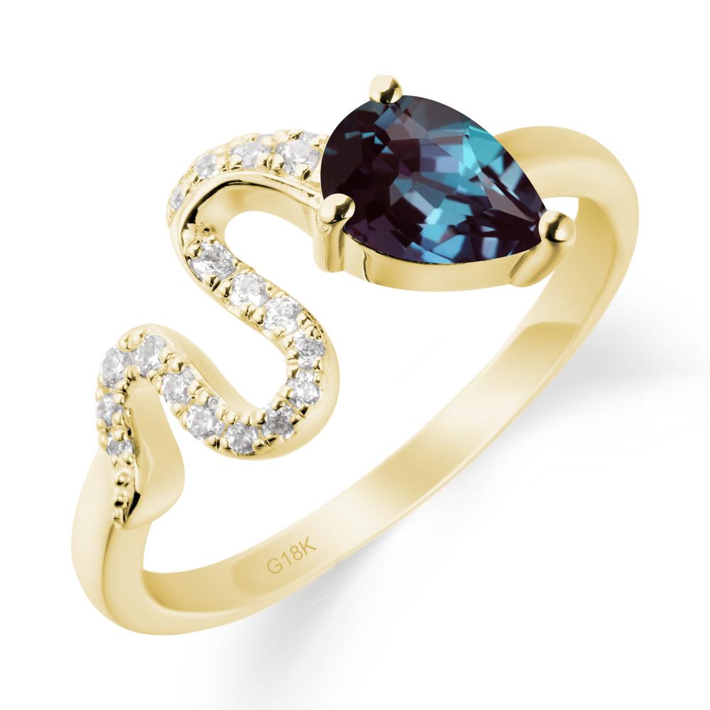Pear Shaped Alexandrite Serpent Ring - LUO Jewelry #metal_18k yellow gold