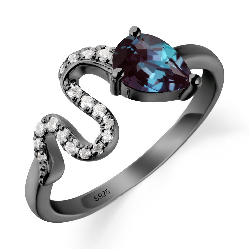 Pear Shaped Alexandrite Serpent Ring - LUO Jewelry #metal_black finish sterling silver