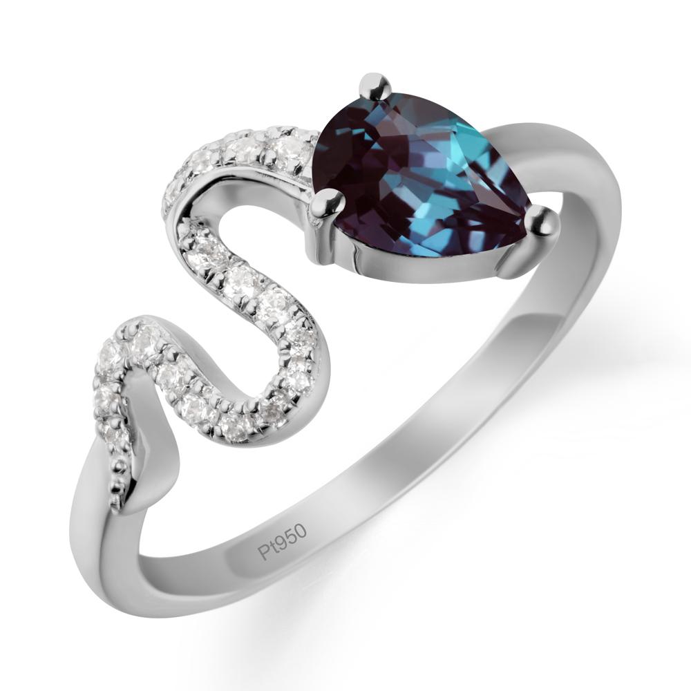 Pear Shaped Alexandrite Serpent Ring - LUO Jewelry #metal_platinum