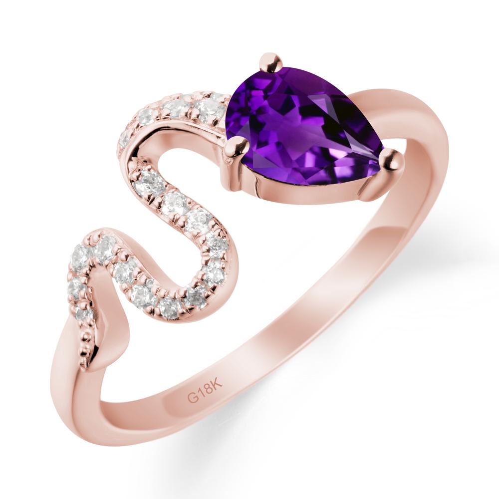 Pear Shaped Amethyst Snake Ring - LUO Jewelry #metal_18k rose gold