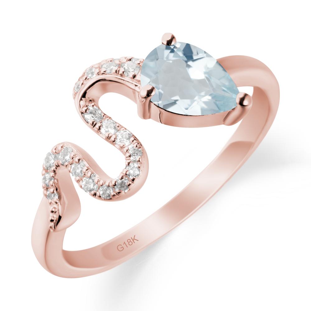 Elegant Wave Band Aquamarine Ring - LUO Jewelry #metal_18k rose gold