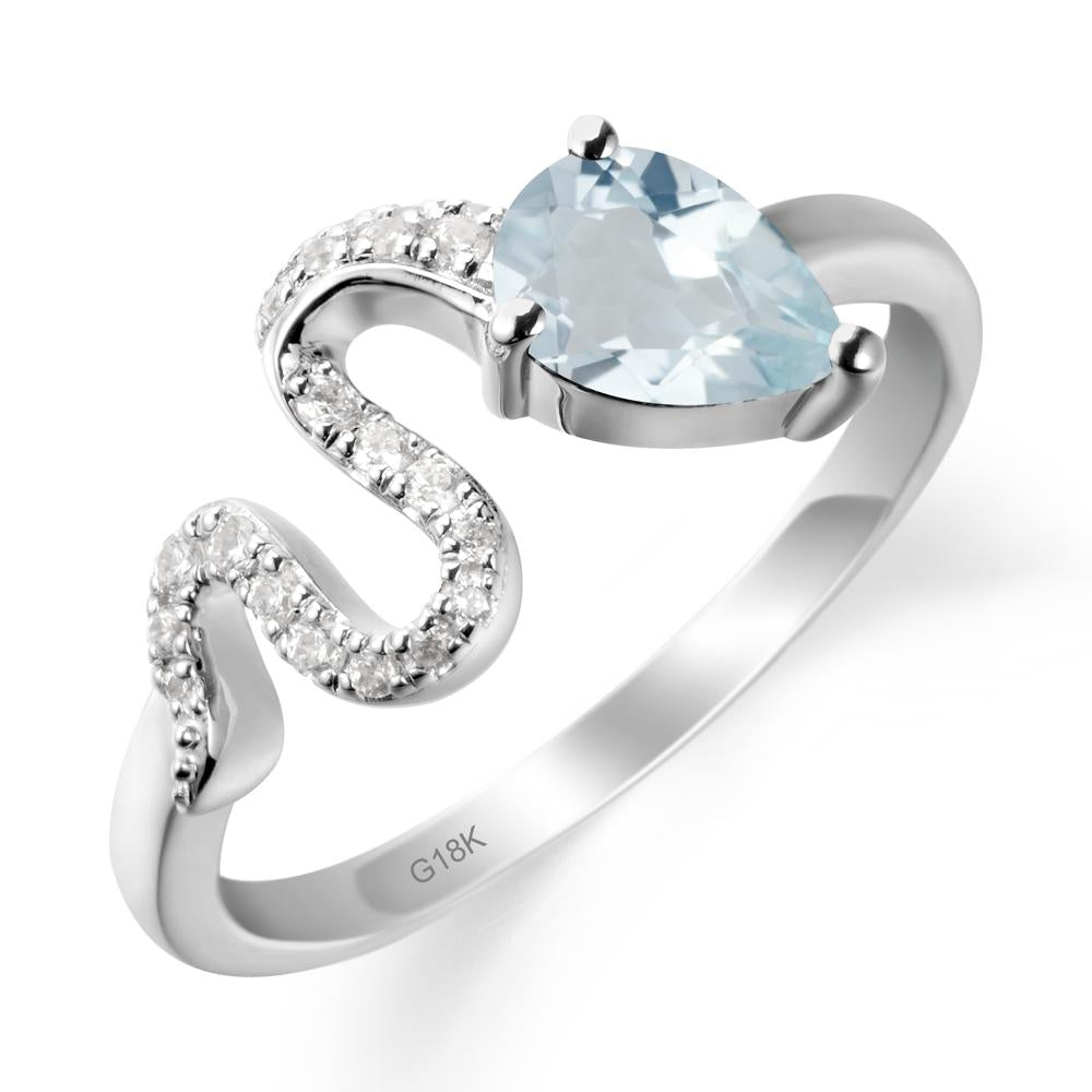 Elegant Wave Band Aquamarine Ring - LUO Jewelry #metal_18k white gold