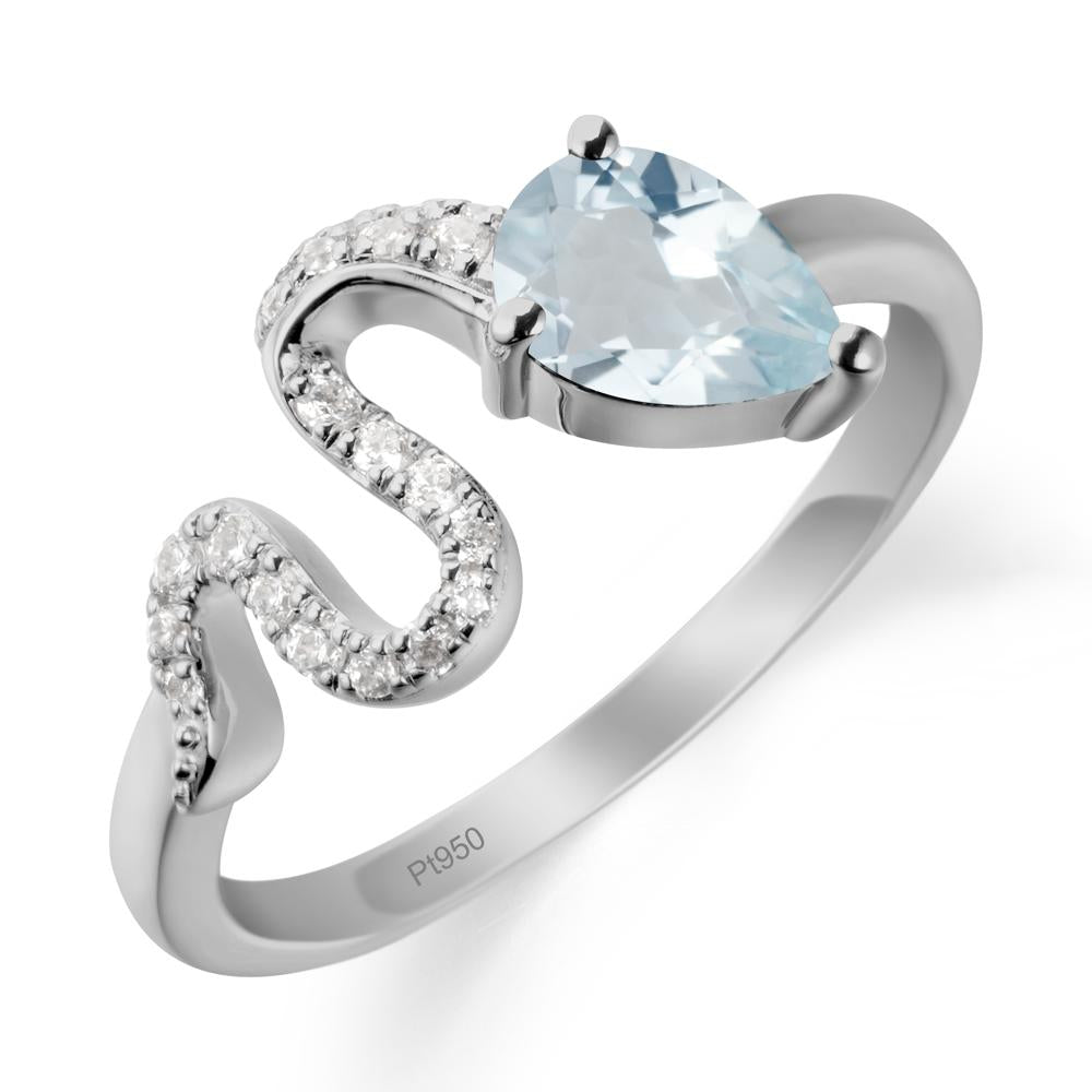 Elegant Wave Band Aquamarine Ring - LUO Jewelry #metal_platinum