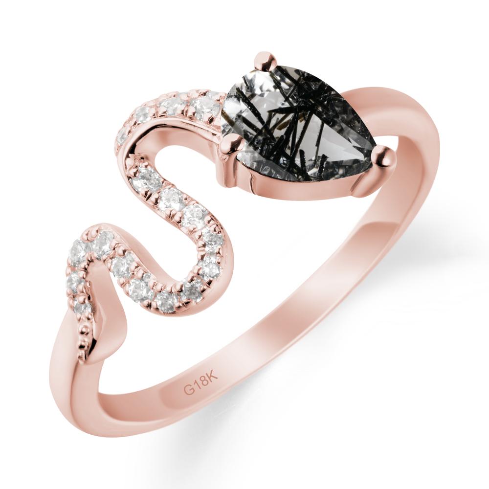 Pear Shaped Black Rutilated Quartz Serpent Ring - LUO Jewelry #metal_18k rose gold