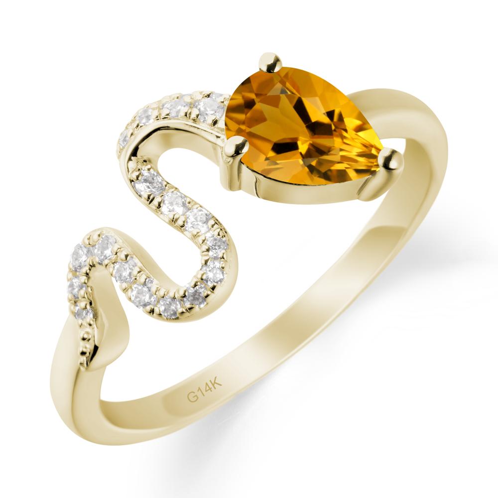 Elegant Wave Band Citrine Ring - LUO Jewelry #metal_14k yellow gold