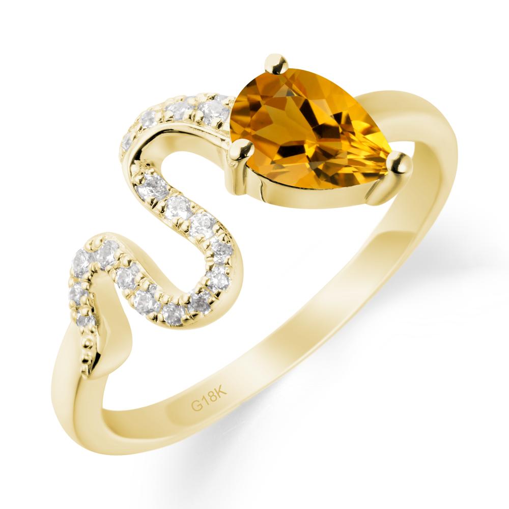Elegant Wave Band Citrine Ring - LUO Jewelry #metal_18k yellow gold