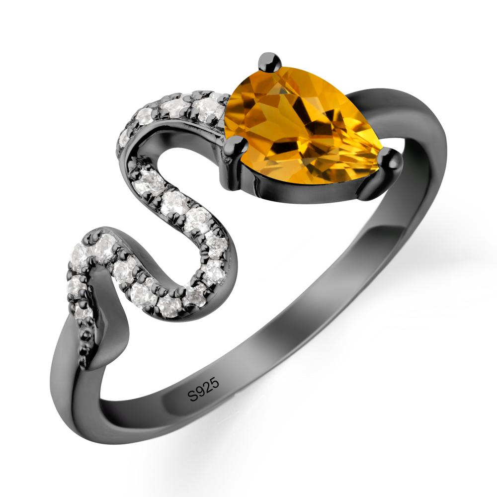 Elegant Wave Band Citrine Ring - LUO Jewelry #metal_black finish sterling silver