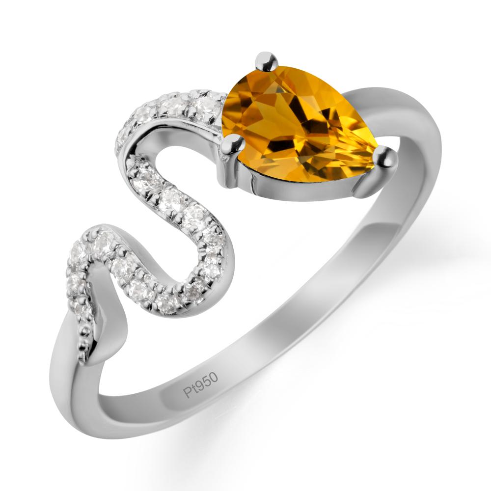 Elegant Wave Band Citrine Ring - LUO Jewelry #metal_platinum