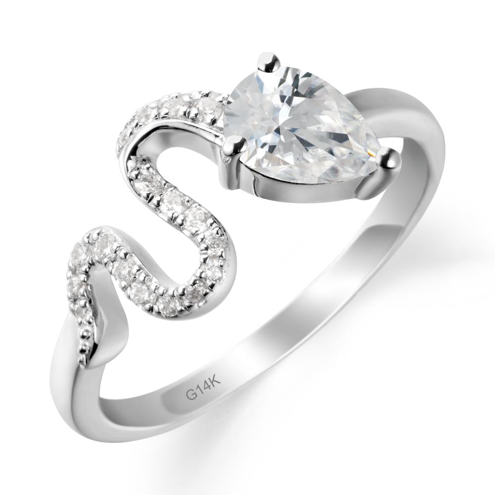 Pear Shaped Cubic Zirconia Serpent Ring - LUO Jewelry #metal_14k white gold