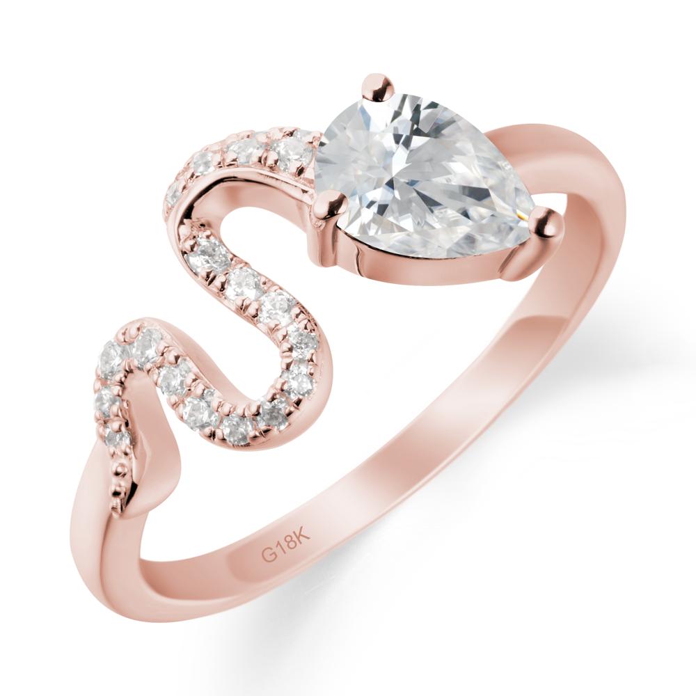 Pear Shaped Cubic Zirconia Serpent Ring - LUO Jewelry #metal_18k rose gold