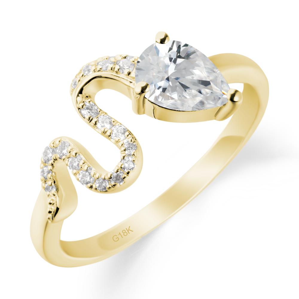 Pear Shaped Cubic Zirconia Serpent Ring - LUO Jewelry #metal_18k yellow gold