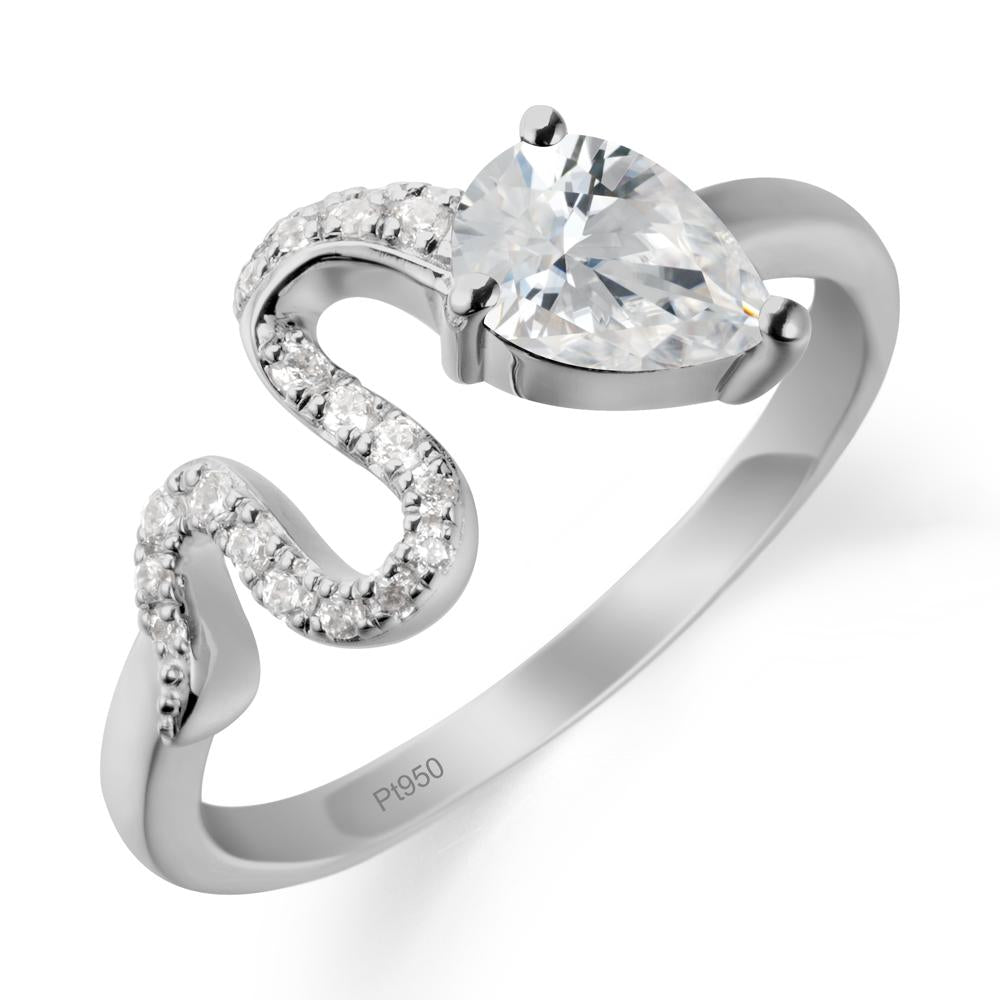 Pear Shaped Cubic Zirconia Serpent Ring - LUO Jewelry #metal_platinum