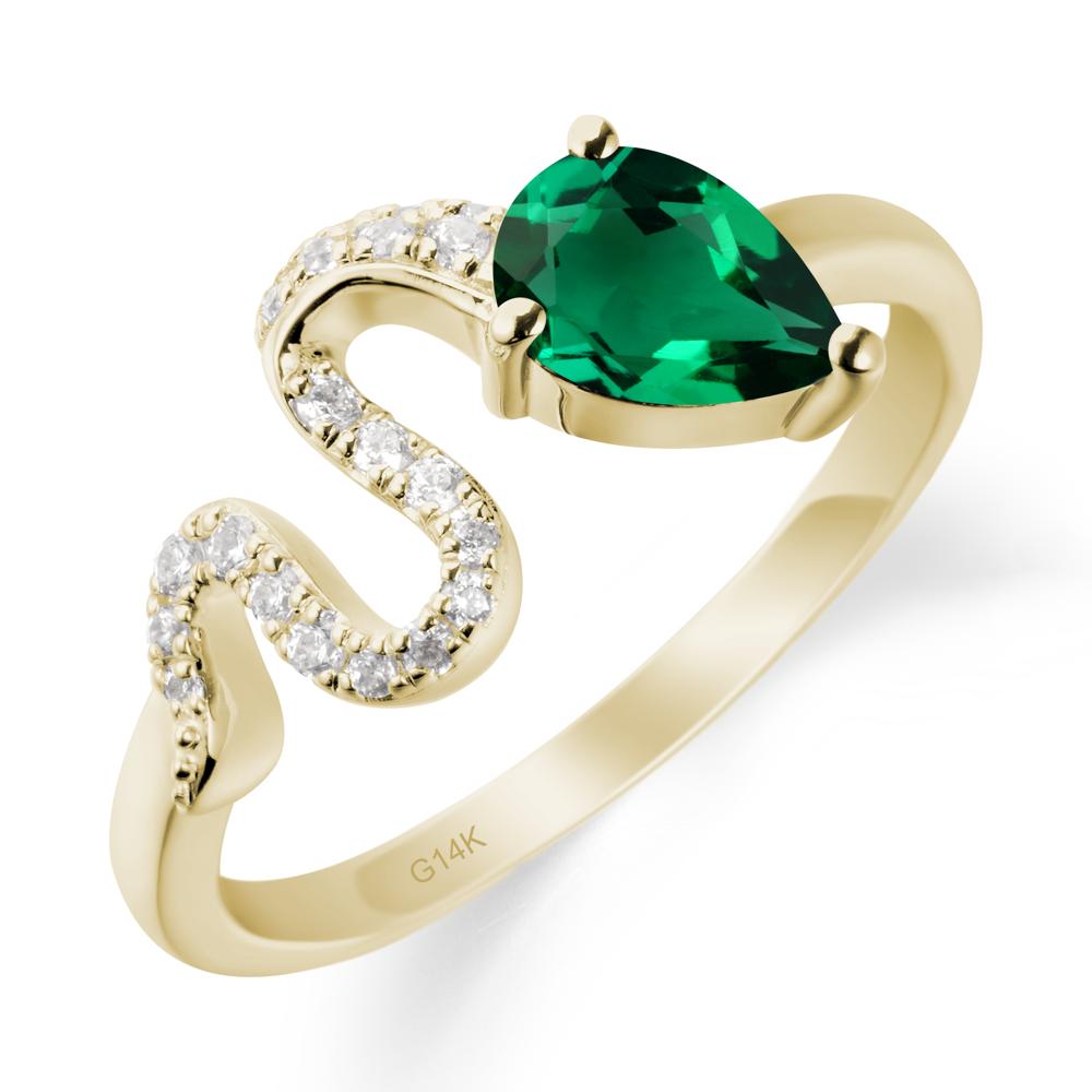 Pear Shaped Emerald Snake Ring - LUO Jewelry #metal_14k yellow gold