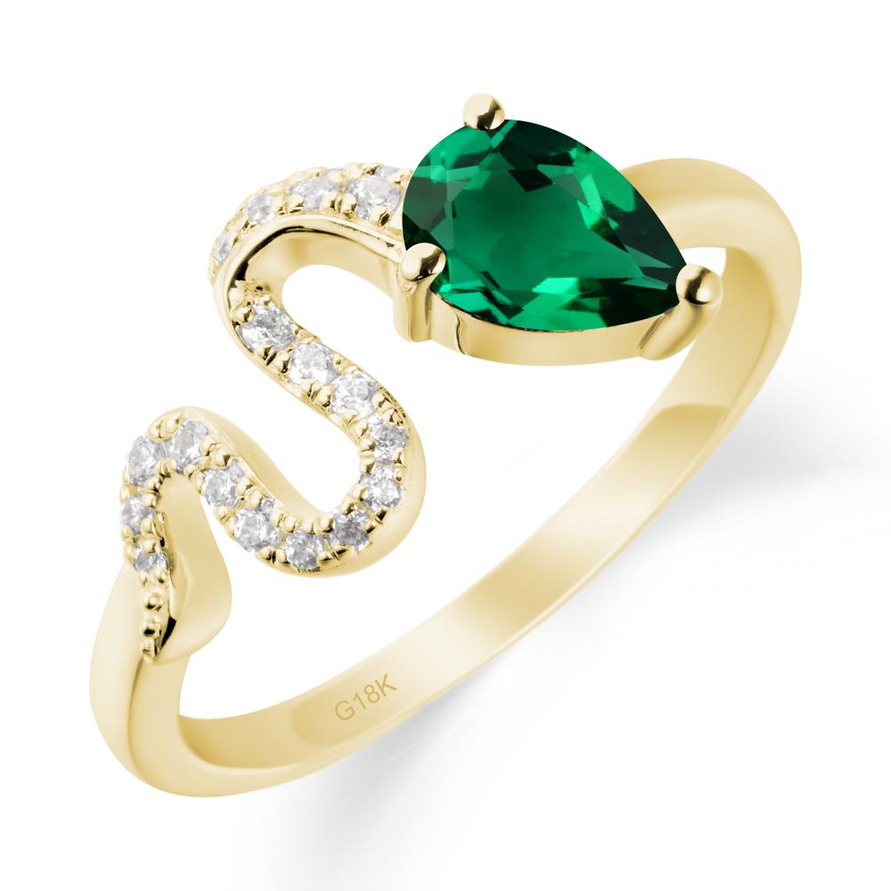 Pear Shaped Emerald Snake Ring - LUO Jewelry #metal_18k yellow gold