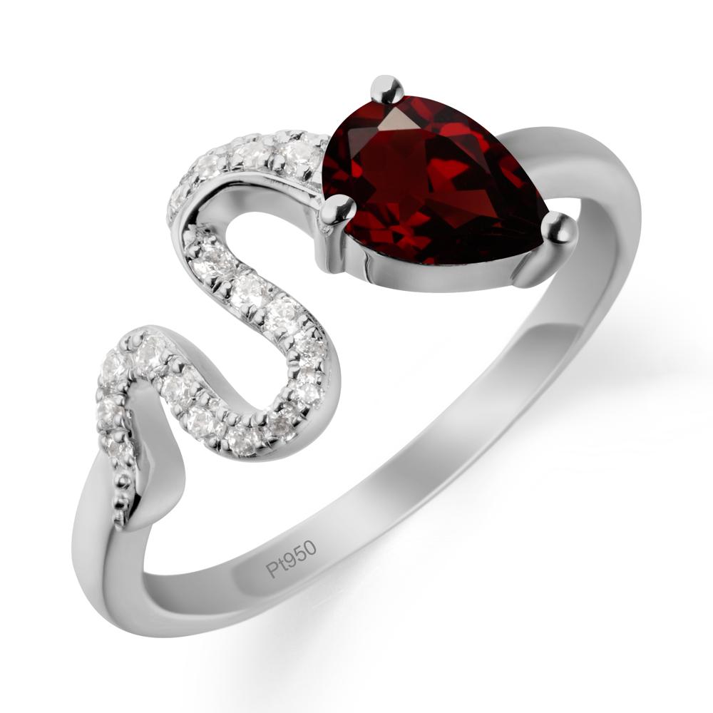 Elegant Wave Band Garnet Ring - LUO Jewelry #metal_platinum