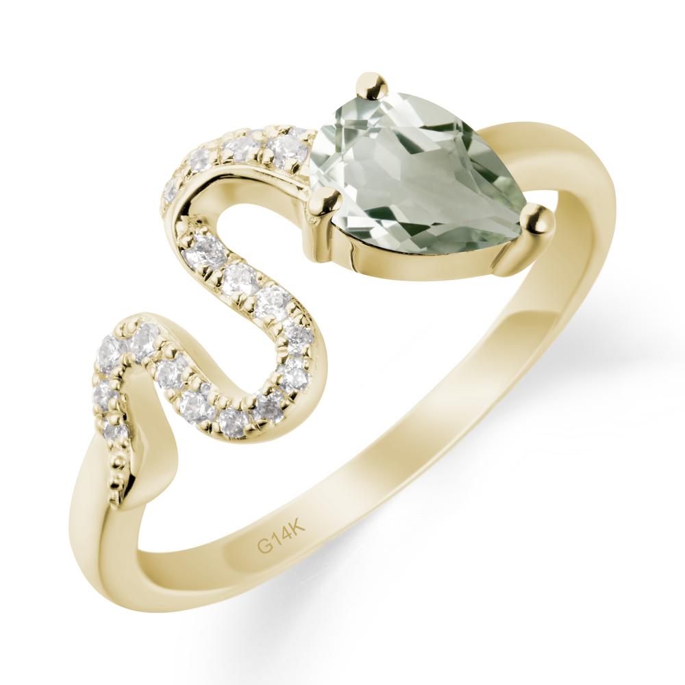 Pear Shaped Green Amethyst Serpent Ring - LUO Jewelry #metal_14k yellow gold