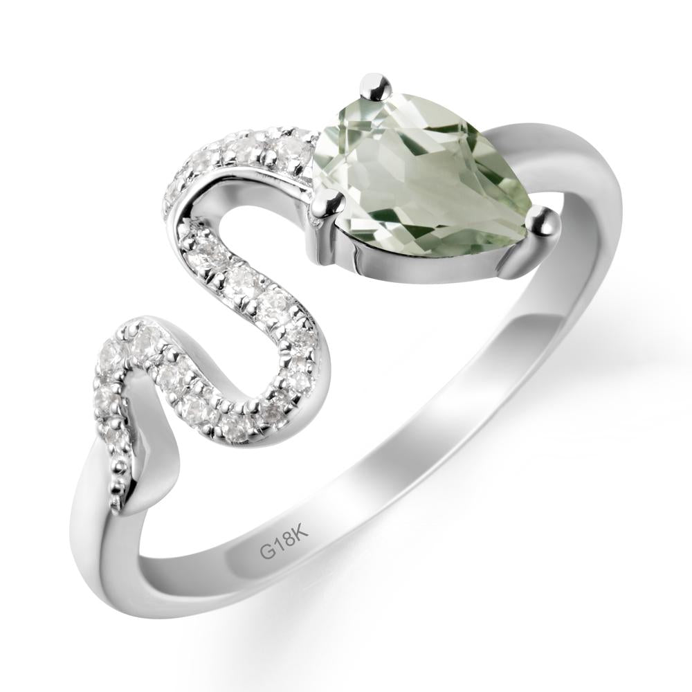 Pear Shaped Green Amethyst Serpent Ring - LUO Jewelry #metal_18k white gold