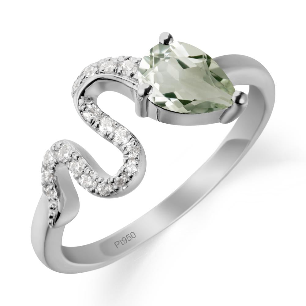 Pear Shaped Green Amethyst Serpent Ring - LUO Jewelry #metal_platinum
