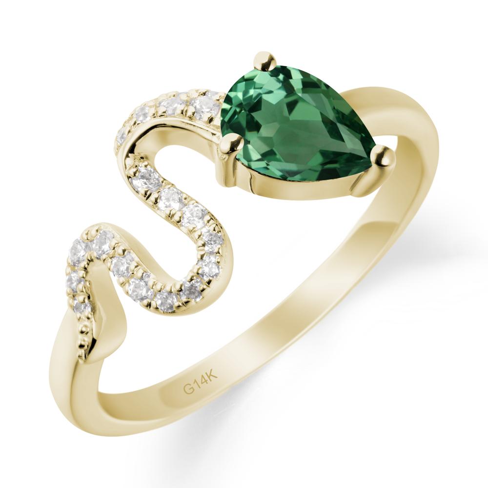 Pear Shaped Green Sapphire Snake Ring - LUO Jewelry #metal_14k yellow gold
