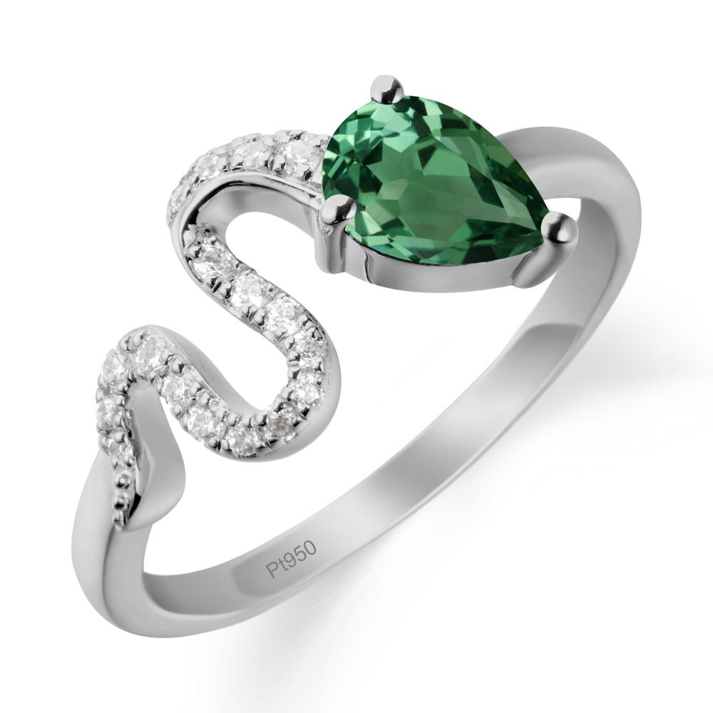Pear Shaped Green Sapphire Snake Ring - LUO Jewelry #metal_platinum