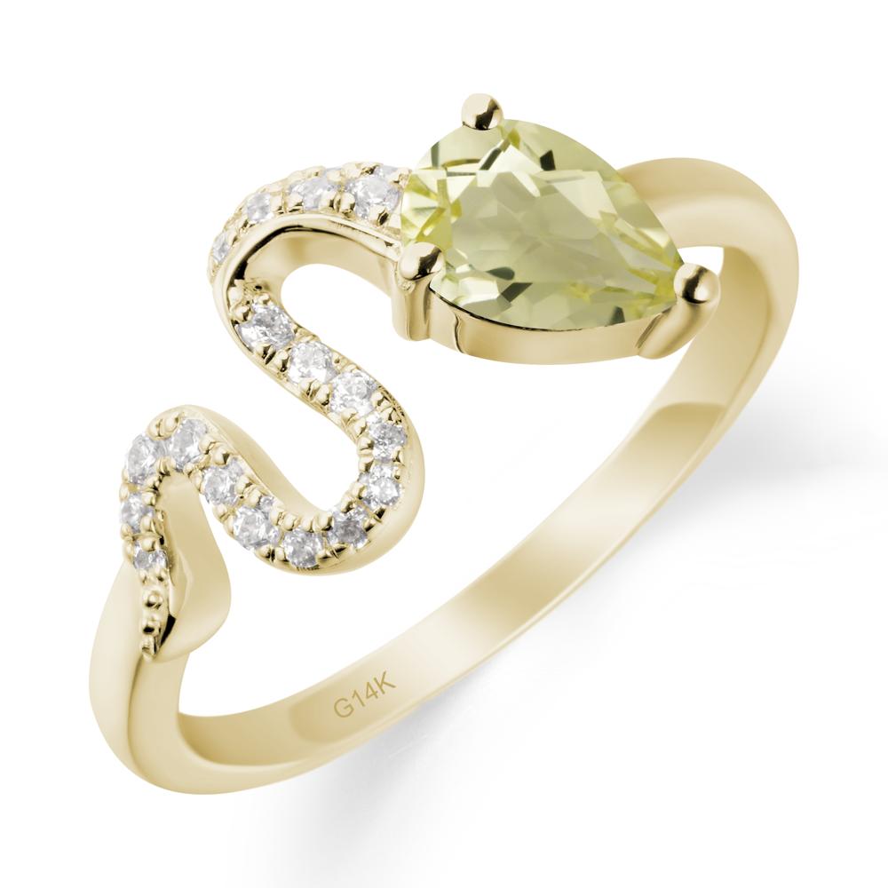 Elegant Wave Band Lemon Quartz Ring - LUO Jewelry #metal_14k yellow gold