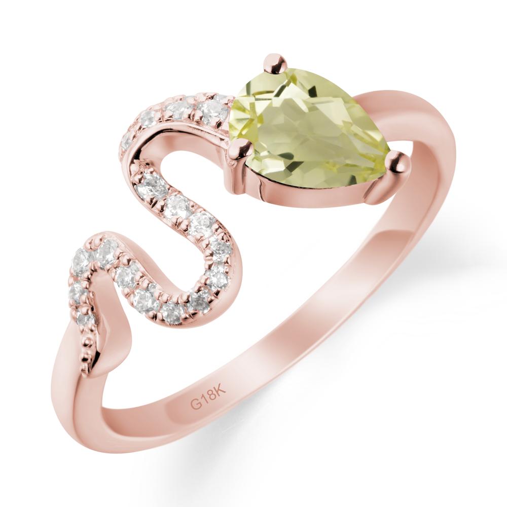 Elegant Wave Band Lemon Quartz Ring - LUO Jewelry #metal_18k rose gold