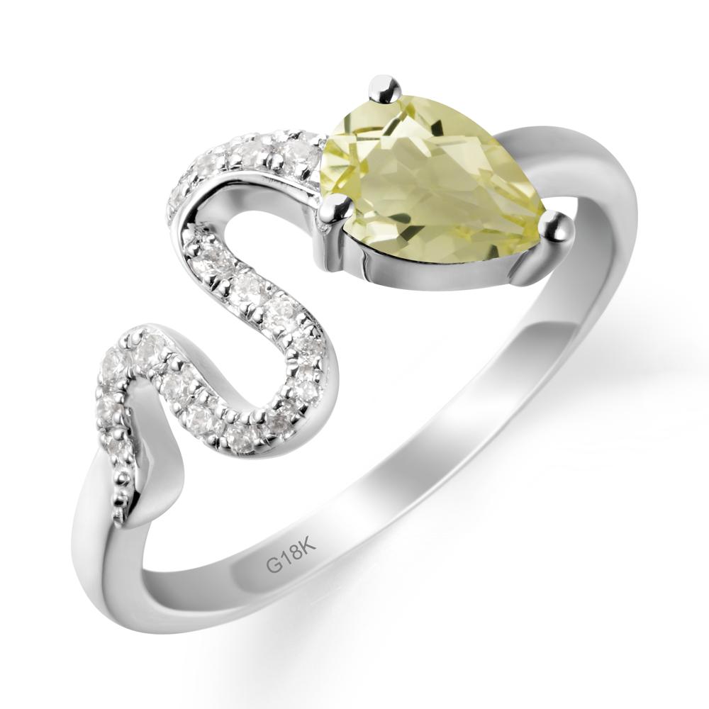 Elegant Wave Band Lemon Quartz Ring - LUO Jewelry #metal_18k white gold