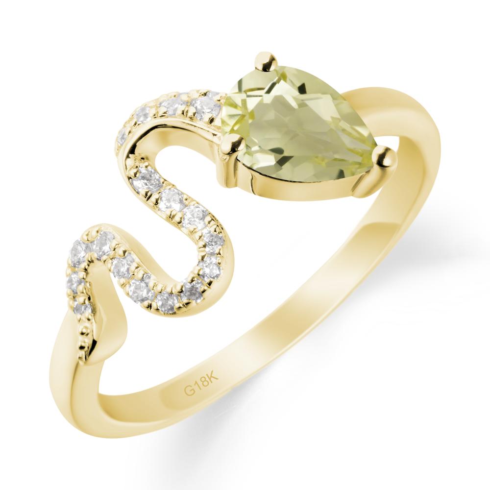 Elegant Wave Band Lemon Quartz Ring - LUO Jewelry #metal_18k yellow gold