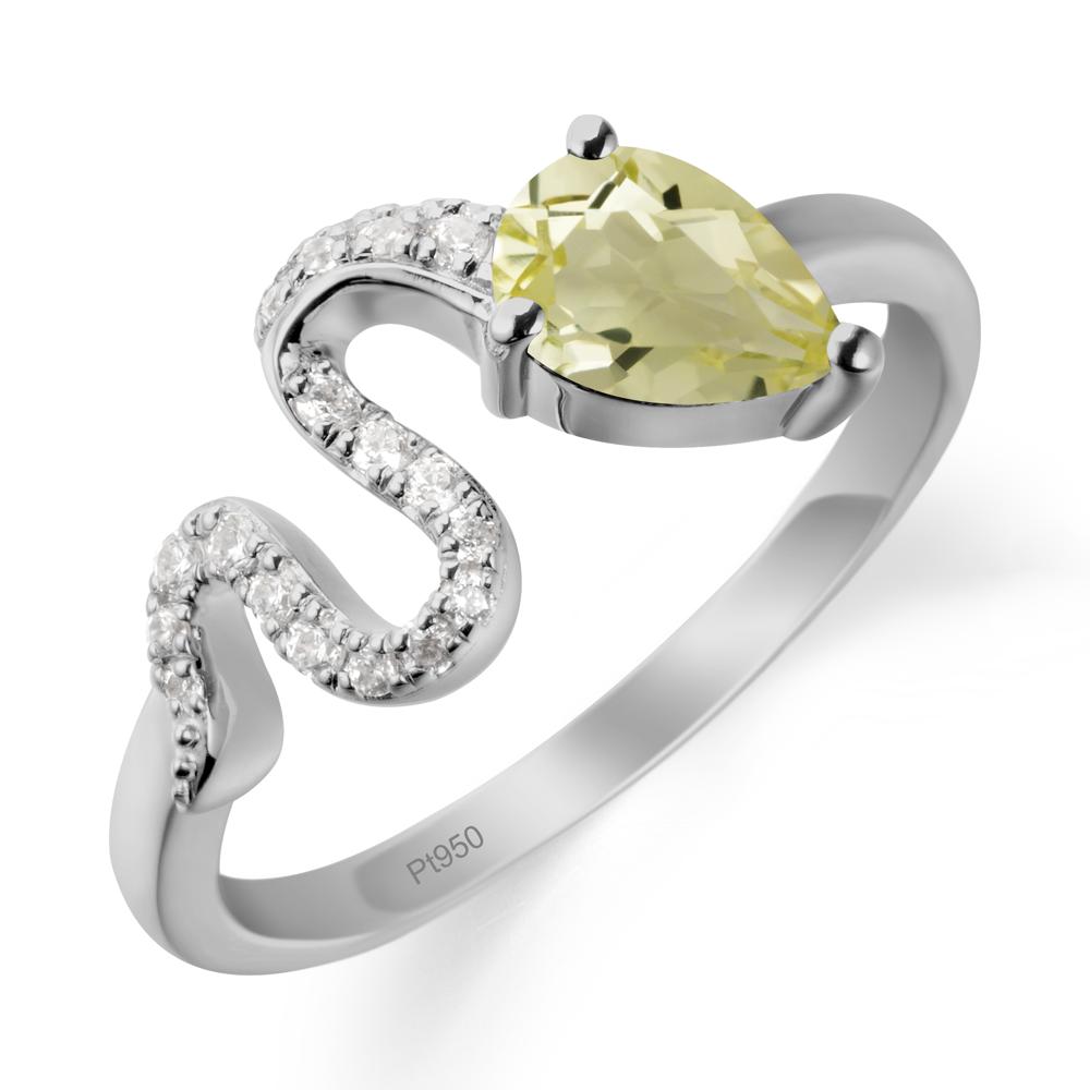 Elegant Wave Band Lemon Quartz Ring - LUO Jewelry #metal_platinum
