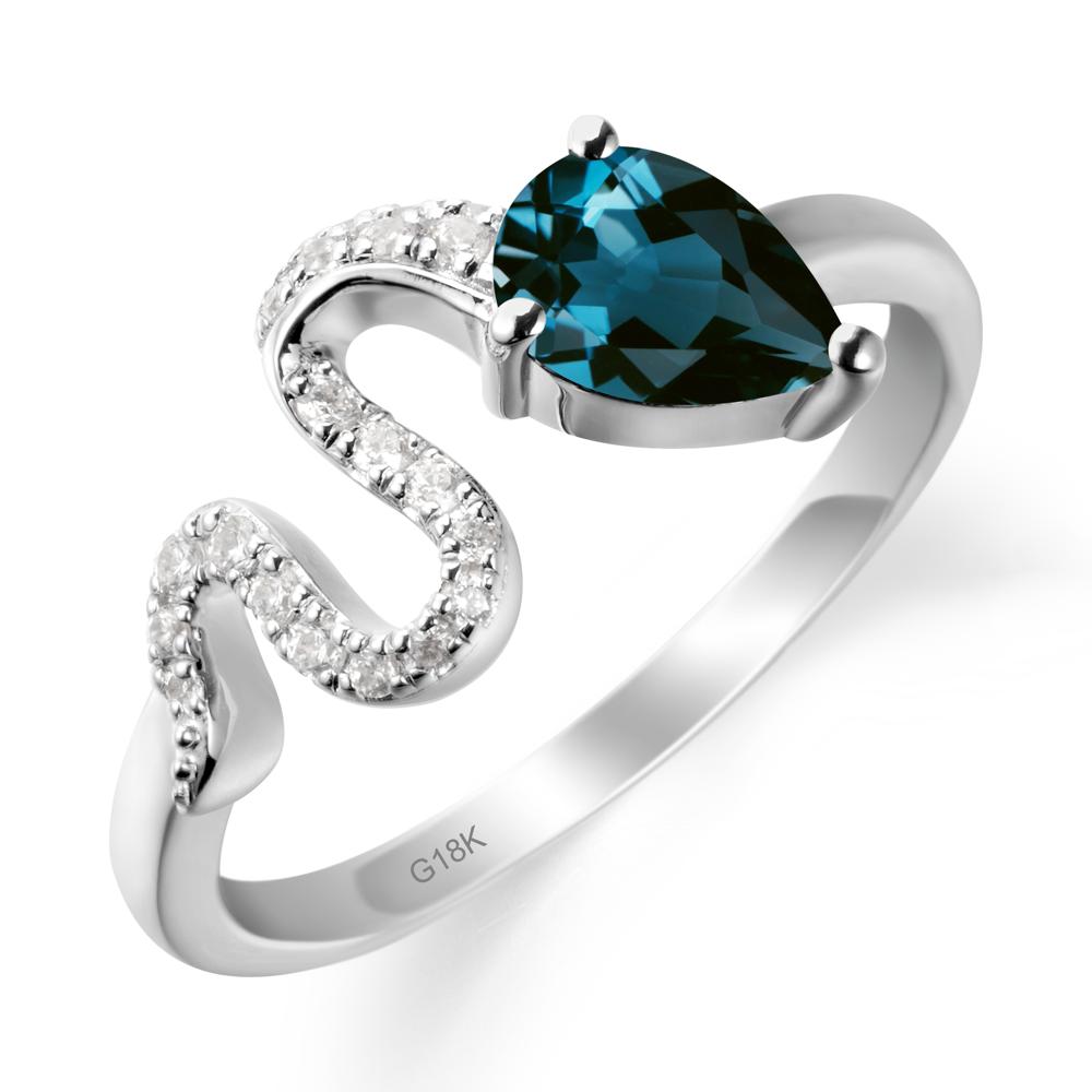 Pear Shaped London Blue Topaz Serpent Ring - LUO Jewelry #metal_18k white gold