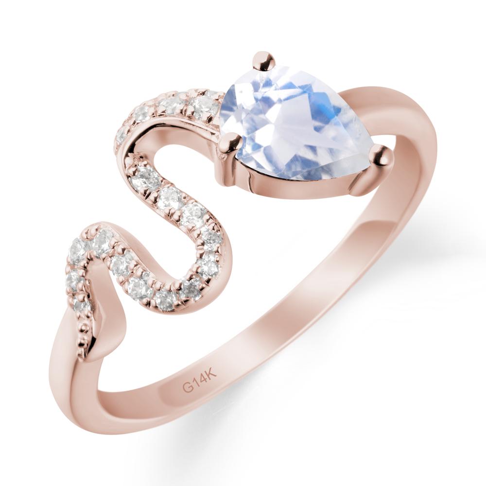 Pear Shaped Moonstone Snake Ring - LUO Jewelry #metal_14k rose gold