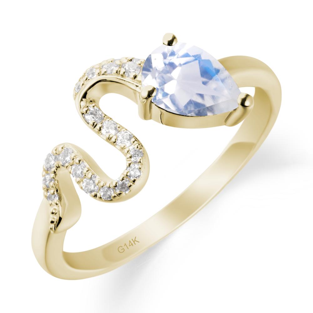 Pear Shaped Moonstone Snake Ring - LUO Jewelry #metal_14k yellow gold